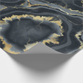 Schwarz-Blau-Marmor Agile Stein elegantes Party Geschenkpapier (Ecke)