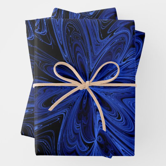 Schwarz-Blau-Marmor-Fraktal Geschenkpapier Set (Beispiel)
