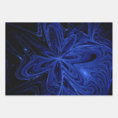 Schwarz-Blau-Marmor-Fraktal Geschenkpapier Set (Vorderseite)