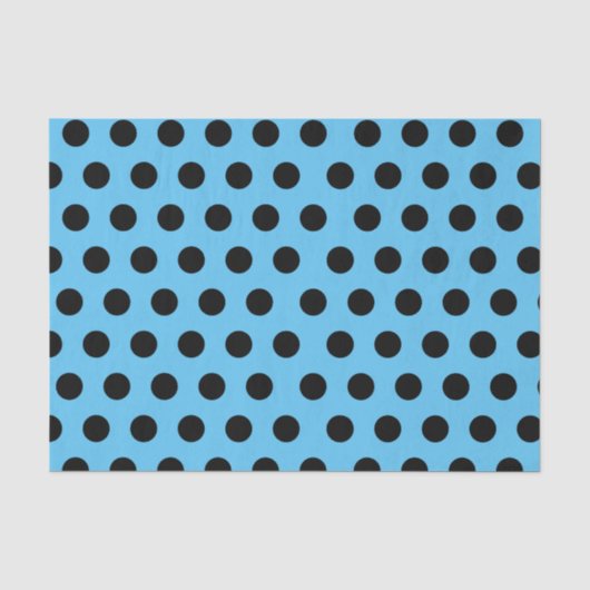 Schwarz-Blau-Medium Polka Dot Tissue Paper Seidenpapier (Vorderseite)