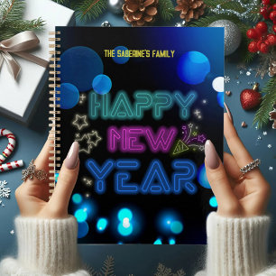 Schwarz & Blau Midnight Sparkle Neon Glow Neujahr Planer