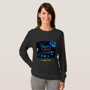 Schwarz & Blau Midnight Sparkle Neon Glow Neujahr T-Shirt