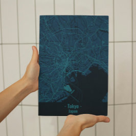 Schwarz-Blau-Minimalistisches Tokyo City Poster