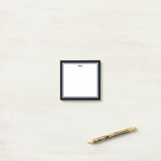 Schwarz-Blau-Mit Monogramm Post-it-Notizen Post-it Klebezettel (Auf Schreibtisch)