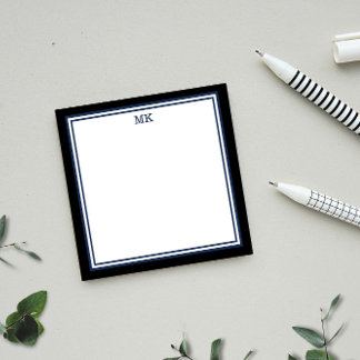 Schwarz-Blau-Mit Monogramm Post-it-Notizen Post-it Klebezettel