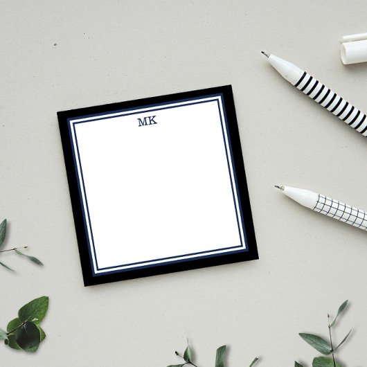 Schwarz-Blau-Mit Monogramm Post-it-Notizen Post-it Klebezettel