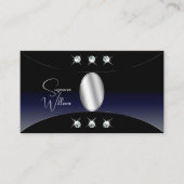 Schwarz Blau mit Silberdekor Diamanten und Foto Visitenkarte (Vorderseite)