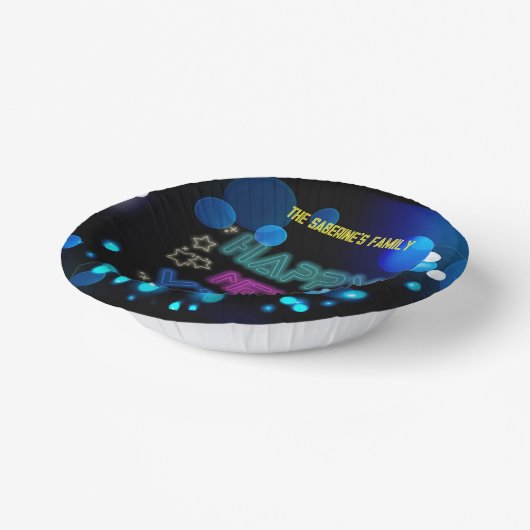 Schwarz & Blau Mitternacht Funkeln Neon Glow Neuja Pappteller (Gewinkelt)