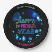 Schwarz & Blau Mitternacht Glanz Neon Leuchten Neu Pappteller (Vorderseite)