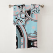 Schwarz-Blau-Mocha-Rosa-Farbkreis Badhandtuch Set (Insitu)