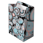 Schwarz-Blau-Mocha-Rosa-Farbkreis Mittlere Geschenktüte (Rückseite Schrägansicht)
