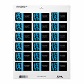 Schwarz-Blau-Moderne Zebra-Muster Adressaufkleber (Vorne)