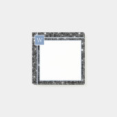 Schwarz-Blau-Monogramm Post-it Klebezettel (Vorderseite)
