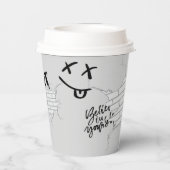 Schwarz-Blau-Motorrad grau Pappbecher (Rückseite)