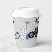 Schwarz-Blau-Motorrad grau Pappbecher (Rechts)