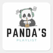Schwarz-Blau-Niedlich-Panda-Playlist-Aufkleber Quadratischer Aufkleber (Vorderseite)