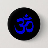 Schwarz-Blau-Om-Symbol Button (Vorderseite)