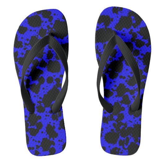 Schwarz-Blau-Paint-Spritzer Muster Funny Badesandalen (Fußbett)