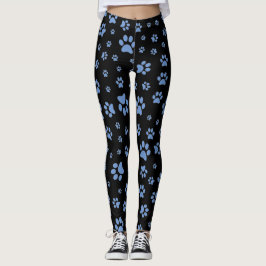 Schwarz/Blau-Paw Print Ladys Yoga Pants Leggings