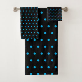 Schwarz-Blau-Polka-Dot Badhandtuch Set