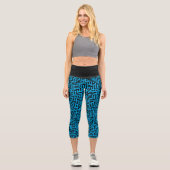 Schwarz-Blau-Pop Kunstgeflecht Capri Leggings (Vorderseite)