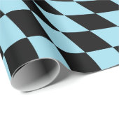 Schwarz-Blau-Retro-Karo geprüft Geschenkpapier (Rolleneckpunkt)
