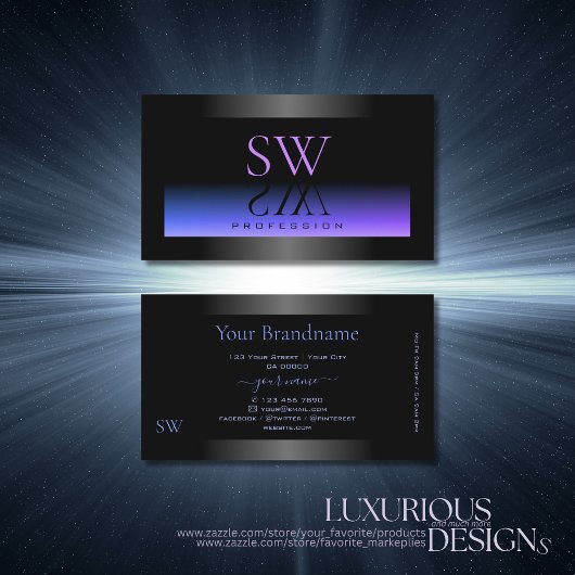 Schwarz-Blau-Rosa-Farbton Visitenkarte