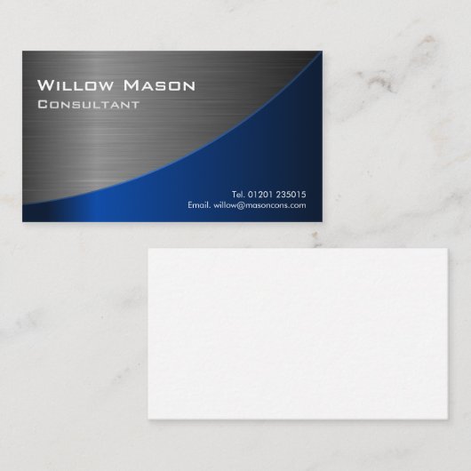 Schwarz/blau rostfreier Stahl Kurven, Visitenkarte (Vorne/Hinten)