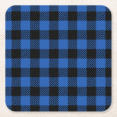 Schwarz-Blau-Schachbrettmuster Rechteckiger Pappuntersetzer (Vorderseite)