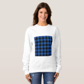 Schwarz-Blau-Schachbrettmuster Sweatshirt (Vorne ganz)
