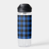 Schwarz-Blau-Schachbrettmuster Trinkflasche (Rückseite)