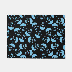 Schwarz-Blau-Schädelmuster Fußmatte