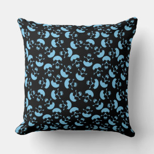 Schwarz-Blau-Schädelmuster Kissen
