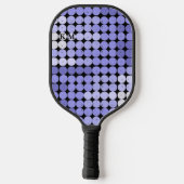 Schwarz-Blau-Schaltmuster Modernes Monogramm Pickleball Schläger (Rückseite)