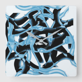 Schwarz-Blau-Schrott oder Bänder zerstört, gefärbt Quadratische Wanduhr