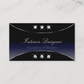 Schwarz-Blau-Silber-Dekoration mit glänzenden Diam Visitenkarte (Vorderseite)