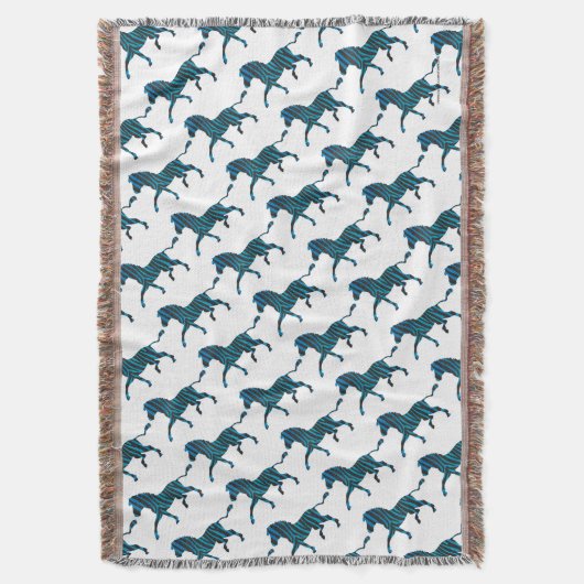 Schwarz-Blau-Silhouette Zebra Decke (Vorderseite Vertikal)