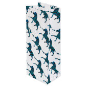Schwarz-Blau-Silhouette Zebra Geschenktüte Für Weinflaschen (Rückseite Schrägansicht)