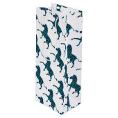 Schwarz-Blau-Silhouette Zebra Geschenktüte Für Weinflaschen (Vorderseite Schrägansicht)