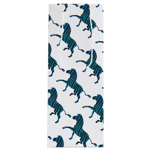 Schwarz-Blau-Silhouette Zebra Geschenktüte Für Weinflaschen (Vorderseite)