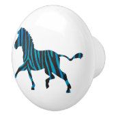 Schwarz-Blau-Silhouette Zebra Keramikknauf (Rechts)