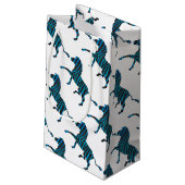 Schwarz-Blau-Silhouette Zebra Kleine Geschenktüte (Rückseite Schrägansicht)