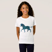 Schwarz-Blau-Silhouette Zebra T-Shirt (Vorne ganz)