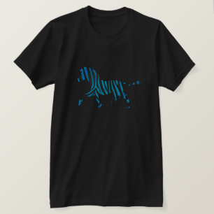 Schwarz-Blau-Silhouette Zebra T-Shirt