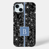 Schwarz-Blau-Sketch-Monogramm Case-Mate iPhone Hülle (Rückseite)
