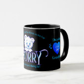 Schwarz-Blau-SORRY Tasse (VorderseiteRechts)