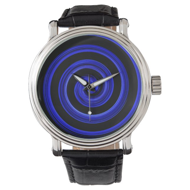 Schwarz-Blau-Spirale Armbanduhr (Vorderseite)