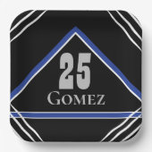 Schwarz & Blau Sport Thema Papierplatte Pappteller (Vorderseite)