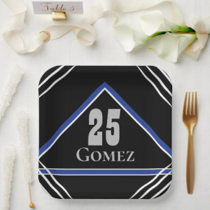 Schwarz & Blau Sport-Themen-Papierplatte Pappteller
