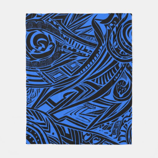 Schwarz-Blau-Stämme Abstrakt Fleecedecke (Vorderseite)